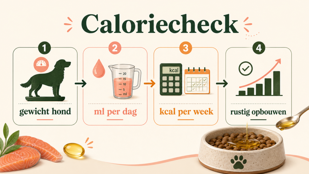 Caloriecheck voor olie bij het voer van een hond